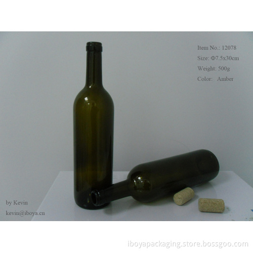 750ml Amber Glass Wine Bottle/ Whisky Bottle